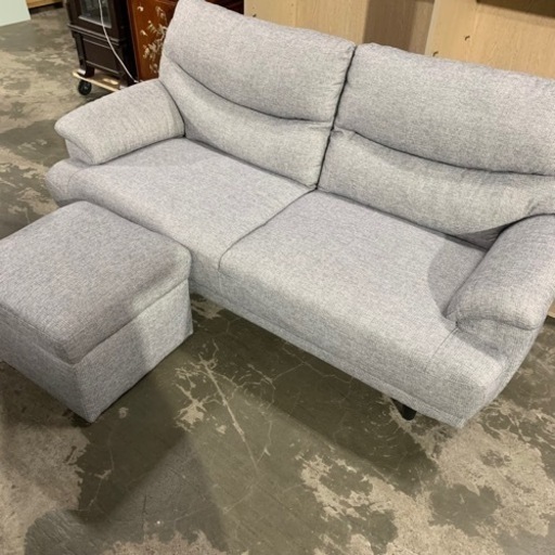 10/18終HN ニトリ 2人掛け ソファ オットマン付き 布地 幅175㎝ 椅子 チェア 菊MZ