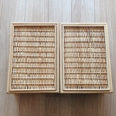 【2つセット】無印良品　重なるブリ材長方形バスケット小　の画像