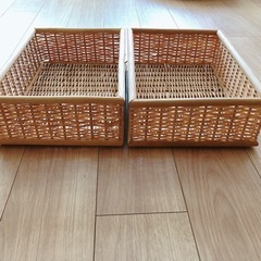 【2つセット】無印良品　重なるブリ材長方形バスケット小　の画像