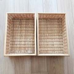 【2つセット】無印良品　重なるブリ材長方形バスケット小　の画像
