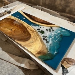 エポキシ樹脂レジンテーブル。新品・未使用の画像