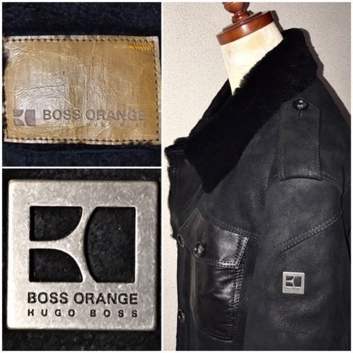 29日30日午前引取り限定価格 新品近い美品 HUGO BOSS 定価30万円超ムートン毛皮革レザージャケット