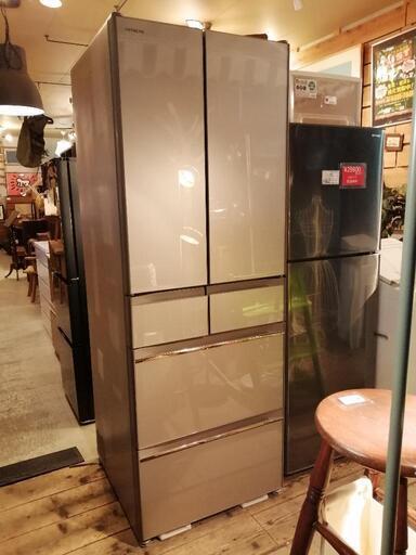 日立2018年　真空チルド　520L 6ドア冷凍冷蔵庫　美品　ガラスドア　自動製氷