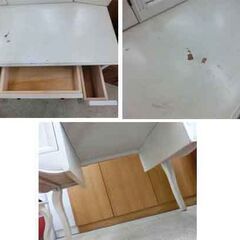 アンティーク調 猫脚 ドレッサー スツール付き アイボリー ロココ調 鏡台 デスク 彫 クラシック 札幌 西野店の画像