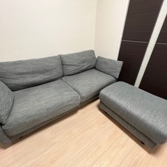 【ニトリ】3人用布張りソファ＋スツールセット(グレー)