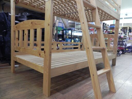 二段ベッド ナチュラル系 幅103×奥203×高160㎝ 2段ベッド パイン材 すのこ 家具 札幌市 厚別区