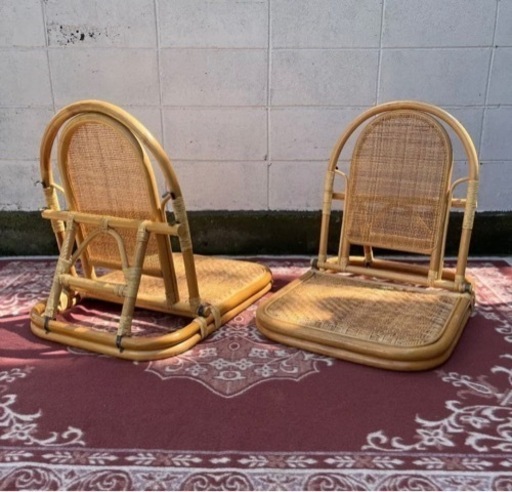 アンティーク古家具 ■ 2点 籐ラタン製 座椅子　美品