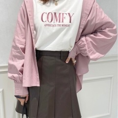 フェイクレザータックススカパン　ダークブラウン　スカート　キュロット