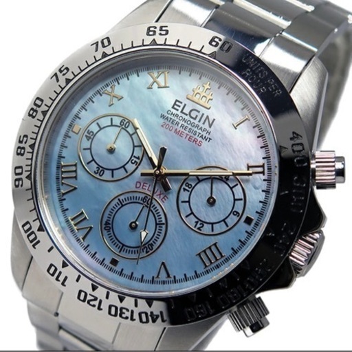 エルジン ELGIN クロノ クオーツ メンズ 腕時計 FK1406S-BL ブルーシェル ブルーシェル