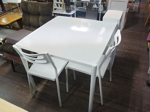 Francfranc　フランフラン　2人掛けダイニングセット　ブリーナ　ダイニングテーブル　スクエア　メニーチェア　食卓セット　3点セット　ホワイト　白