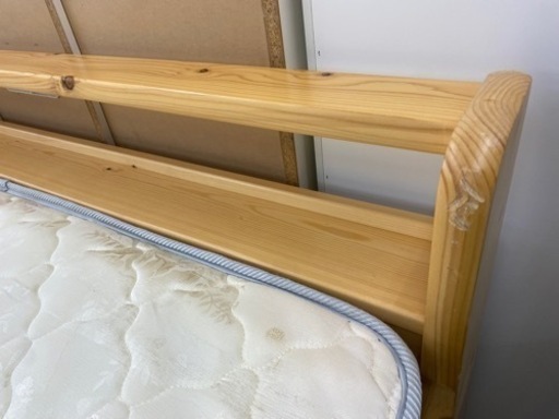 R019 パイン材 天然木 ダブルベッド マットレス付、幅140cm