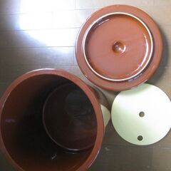 漬物用かめ＆中蓋。18ℓ　新品同様の画像