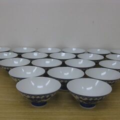 未使用 陶器 唐子柄 茶碗 20個セット 飯椀の画像