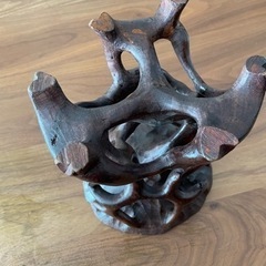 【成約済】天然木の透かし彫の根卓　ミニ盆栽台　香炉台の画像