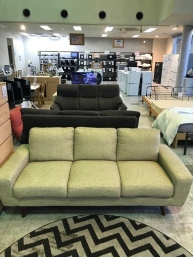 【 3人掛け合皮ソファー】 ベージュ　家具　リビング