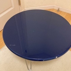 無料　折りたたみテーブル　青　丸　円　ブルー　折りたたみ式　⭐️0円の画像