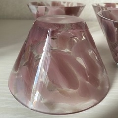 昭和初期頃の厚みのある あんみつ、スイーツ、かき氷などに使える気泡の入ったお洒落な吹きガラス 希少な新品デッドストック品の画像