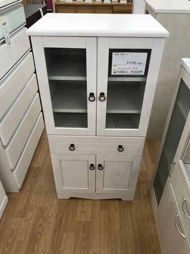 ★ジモティ割あり★カントリー調 食器棚 アイボリー H120×W60×D40 クリーニング済み KJ921