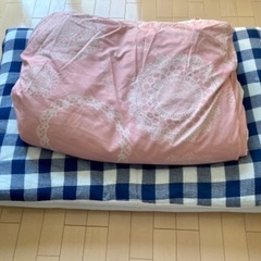 【カバー付き】薄掛け布団と敷布団セット