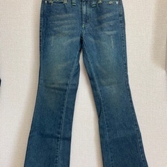 水通しのみ　ジーンズ　デニムパンツ　ブーツカット　ダメージ加工　...