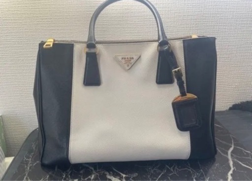 【PRADA】バイカラー サフィアーノ レザー ハンドバッグ
