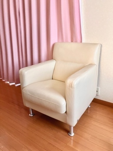 アクタス 本革 1人掛け ソファ アイボリー