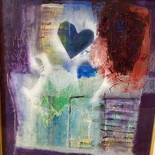 人気 谷垣博子 油絵 ハート柄