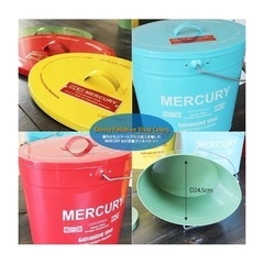 MERCURY ブリキバケツ フタ付き イエローの画像