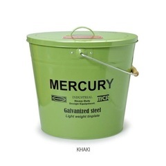 MERCURY ブリキバケツ フタ付き カーキの画像