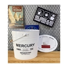 MERCURY ブリキバケツ フタ付き ホワイト