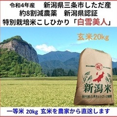 残り12袋　減農薬　新潟コシヒカリ玄米20kg 新潟県三条市旧し...