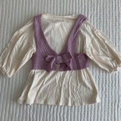 95cm ブラクロ blackcloset パープルニットビスチェ付きぽわん袖ロンT セット コーデ売り 女の子子ども服 秋冬服の画像
