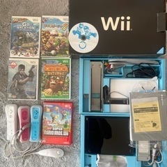 【値下げ】wii本体（黒）+ソフト+リモコン等セット！スグに皆で...