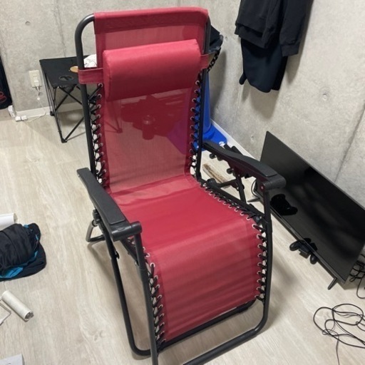 Amazonベーシック 椅子 折りたたみ アウトドア ゼログラビティーチェア レッド