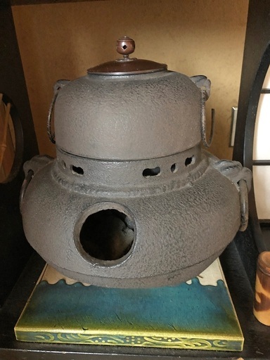 茶道具　古道具　骨董　茶釜　茶器茶道飾り棚セット