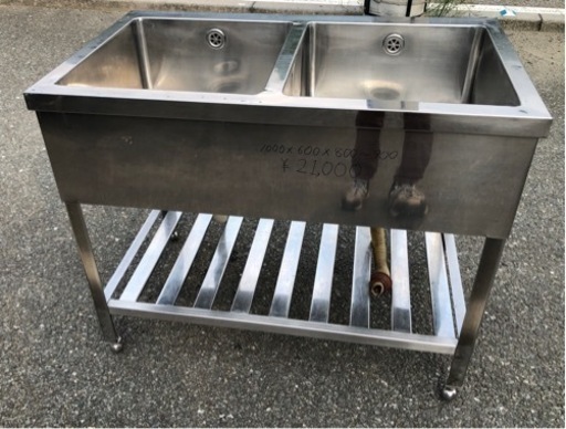 ⭐︎中古品　2槽シンク　1000×600×800〜900mm  厨房用品⭐︎