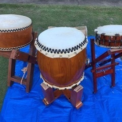 【良品】桶胴太鼓　和太鼓 打楽器　桶締め太鼓　桶太鼓 和太鼓（締め太鼓、宮太鼓、桶太鼓＋オマケ平太鼓）