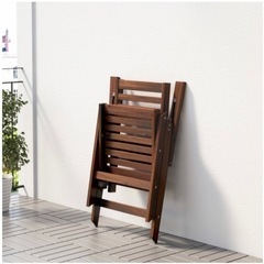 IKEA APPLARO リクライニングチェア×2&テーブル　屋外用 折りたたみ式 ブラウンステインの画像