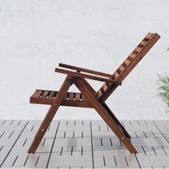 IKEA APPLARO リクライニングチェア×2&テーブル　屋外用 折りたたみ式 ブラウンステインの画像