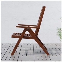 IKEA APPLARO リクライニングチェア×2&テーブル　屋外用 折りたたみ式 ブラウンステインの画像