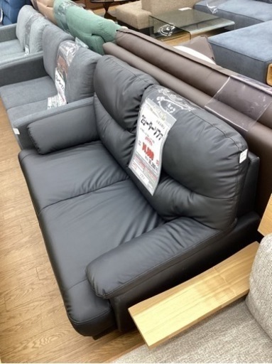 KJ-9【新入荷　リサイクル品】2シーターソファ　黒　キズ