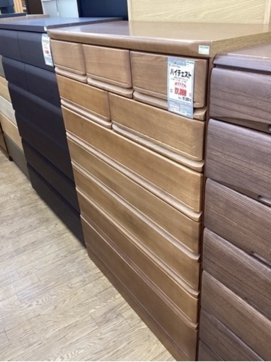 KJ-12【新入荷　リサイクル品】フジシ　ハイチェスト　ブラウン