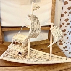 【新品】ラタン製 船の置物