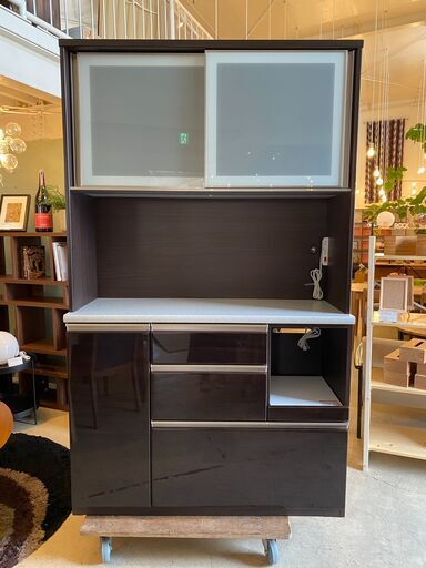 宇都宮でオシャレな家具を探すなら『オトワリバース！』レンジボード W1200 収納棚 食器棚 ニトリ ブラウン キッチン収納 中古品