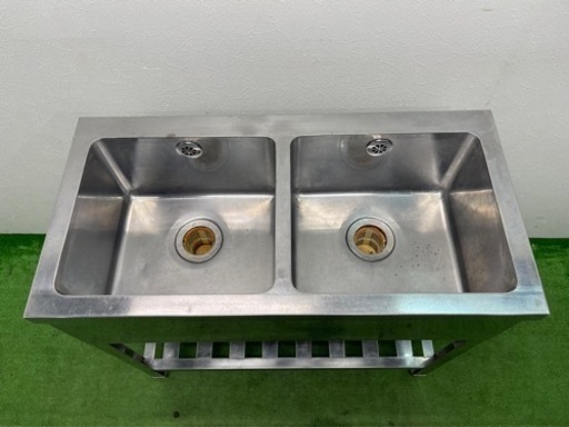 業務用　ステンレス　２槽シンク流し台　店舗　飲食店　W９００ｘＤ４５０ｘＨ８００ｍｍ