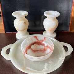 ＜受付期日：10/13＞【外国の調度品】マーブルの置物　4点セット