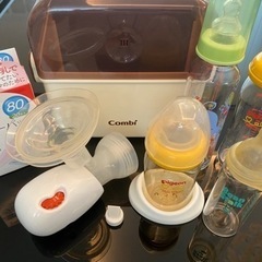 電動搾乳機　哺乳瓶　電子レンジ消毒