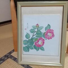 絵画 椿 額付き 中古