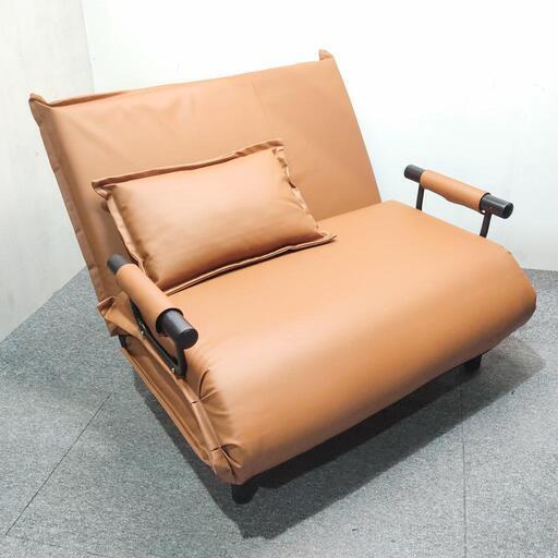 3WAY リクライニングソファ ソファーベット ブラウン 【送料込み】 3WAY ソファベッド ブラウン もちもち ボート型 リクライニング