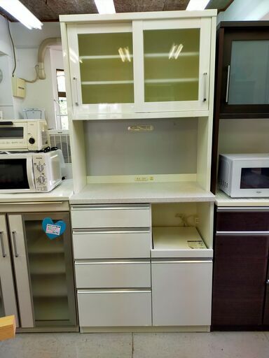 国産 ユーアイ製 キッチンボード、食器棚 幅89cm Used/キレイ
